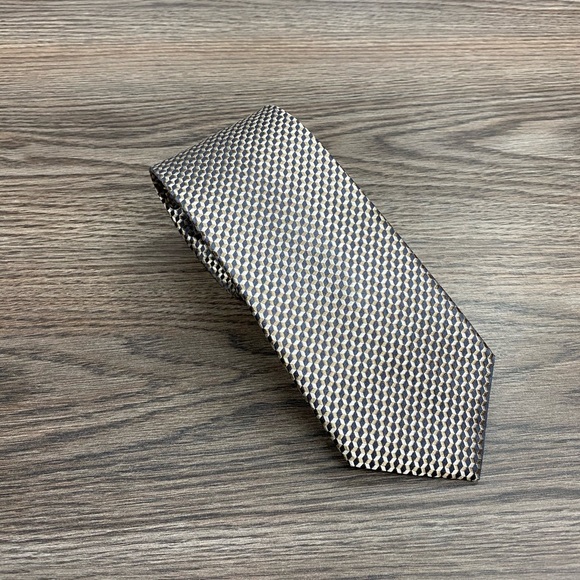 Michael Kors Grey, Tan & Gold Check Tie